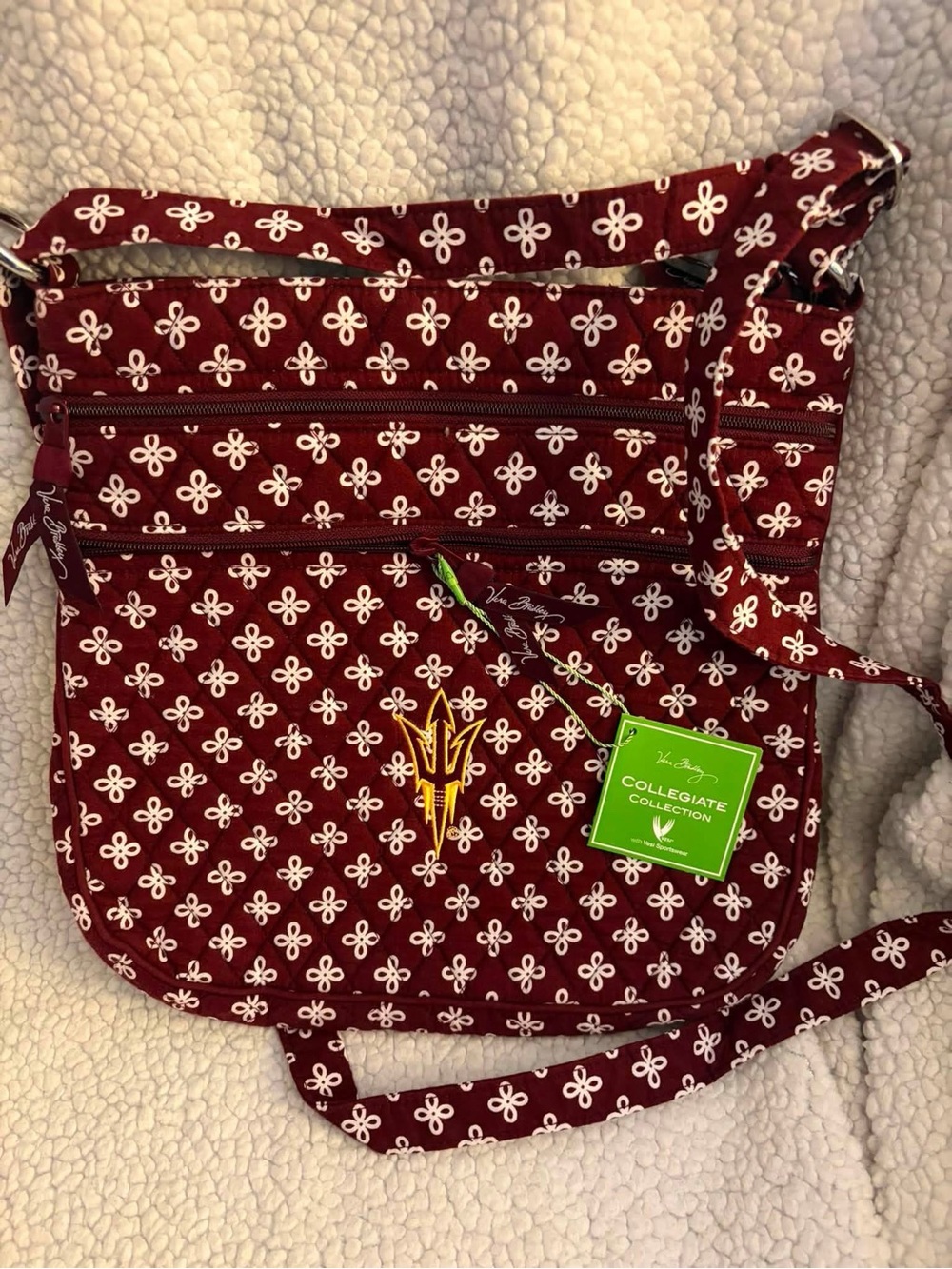 Vera Bradley Maroon Floral Crossbody with Gold Accent